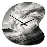 Black And White Wave Photo I - Asymmetric Metal Wall Clock