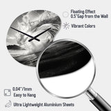 Black And White Wave Photo I - Asymmetric Metal Wall Clock