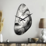 Black And White Wave Photo I - Asymmetric Metal Wall Clock