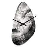 Black And White Wave Photo I - Asymmetric Metal Wall Clock