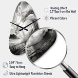 Black And White Wave Photo I - Asymmetric Metal Wall Clock