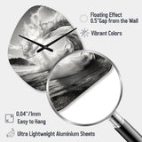 Black And White Wave Photo I - Asymmetric Metal Wall Clock