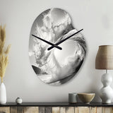 Black And White Wave Photo I - Asymmetric Metal Wall Clock