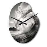 Black And White Wave Photo I - Asymmetric Metal Wall Clock