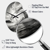 Black And White Wave Photo I - Asymmetric Metal Wall Clock
