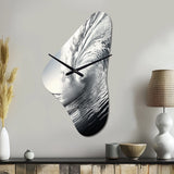 Black And White Wave Photo II - Asymmetric Metal Wall Clock