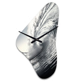 Black And White Wave Photo II - Asymmetric Metal Wall Clock