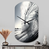Black And White Wave Photo II - Asymmetric Metal Wall Clock
