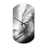 Black And White Wave Photo II - Asymmetric Metal Wall Clock