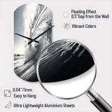 Black And White Wave Photo II - Asymmetric Metal Wall Clock
