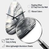 Black And White Wave Photo II - Asymmetric Metal Wall Clock