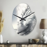 Black And White Wave Photo II - Asymmetric Metal Wall Clock