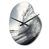 Black And White Wave Photo II - Asymmetric Metal Wall Clock