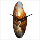 Birch Woods Autumn Sonata I - Asymmetric Metal Wall Clock