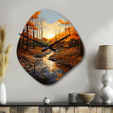 Birch Woods Autumn Sonata I - Asymmetric Metal Wall Clock