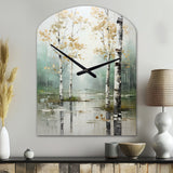Birch Woods Ethereal Elegance IV - Asymmetric Metal Wall Clock