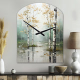 Birch Woods Ethereal Elegance IV - Asymmetric Metal Wall Clock