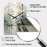 Birch Woods Ethereal Elegance IV - Asymmetric Metal Wall Clock