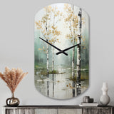 Birch Woods Ethereal Elegance IV - Asymmetric Metal Wall Clock