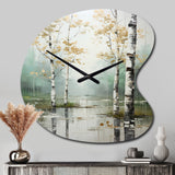 Birch Woods Ethereal Elegance IV - Asymmetric Metal Wall Clock
