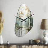Birch Woods Ethereal Elegance IV - Asymmetric Metal Wall Clock
