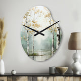Birch Woods Ethereal Elegance IV - Asymmetric Metal Wall Clock