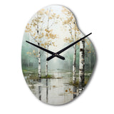 Birch Woods Ethereal Elegance IV - Asymmetric Metal Wall Clock