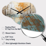 Birch Woods Golden Reflections I - Asymmetric Metal Wall Clock