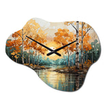 Birch Woods Golden Reflections II - Asymmetric Metal Wall Clock