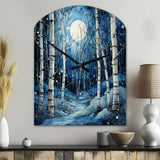 Birch Woods Mystic Moonlight I - Asymmetric Metal Wall Clock