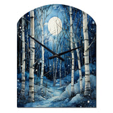 Birch Woods Mystic Moonlight I - Asymmetric Metal Wall Clock