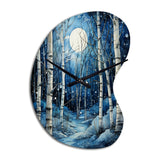 Birch Woods Mystic Moonlight I - Asymmetric Metal Wall Clock