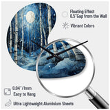 Birch Woods Mystic Moonlight I - Asymmetric Metal Wall Clock