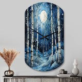 Birch Woods Mystic Moonlight I - Asymmetric Metal Wall Clock