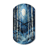 Birch Woods Mystic Moonlight I - Asymmetric Metal Wall Clock