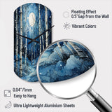 Birch Woods Mystic Moonlight I - Asymmetric Metal Wall Clock