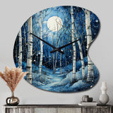 Birch Woods Mystic Moonlight I - Asymmetric Metal Wall Clock