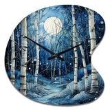 Birch Woods Mystic Moonlight I - Asymmetric Metal Wall Clock