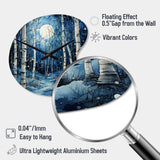 Birch Woods Mystic Moonlight I - Asymmetric Metal Wall Clock