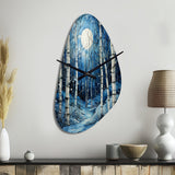 Birch Woods Mystic Moonlight I - Asymmetric Metal Wall Clock