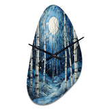 Birch Woods Mystic Moonlight I - Asymmetric Metal Wall Clock