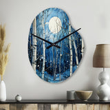Birch Woods Mystic Moonlight I - Asymmetric Metal Wall Clock