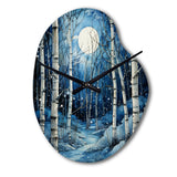 Birch Woods Mystic Moonlight I - Asymmetric Metal Wall Clock