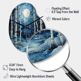 Birch Woods Mystic Moonlight I - Asymmetric Metal Wall Clock