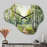 Birch Woods Silent Woods I - Asymmetric Metal Wall Clock