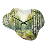 Birch Woods Silent Woods I - Asymmetric Metal Wall Clock