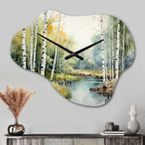 Birch Woods Silent Woods II - Asymmetric Metal Wall Clock