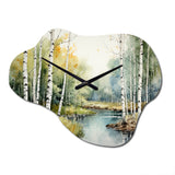 Birch Woods Silent Woods II - Asymmetric Metal Wall Clock
