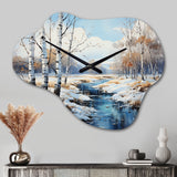 Birch Woods Winter Whispers IV - Asymmetric Metal Wall Clock