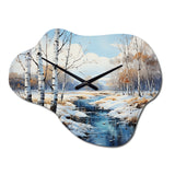 Birch Woods Winter Whispers IV - Asymmetric Metal Wall Clock